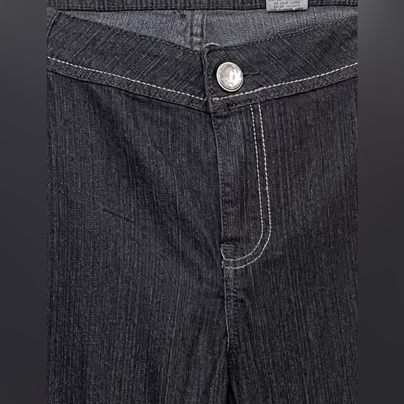 NWT Love Sweet Black Wash Denim Jeans with Rhinestone and Blue Stitch Design - Picture 3 of 6